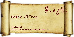 Hofer Áron névjegykártya