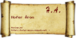 Hofer Áron névjegykártya